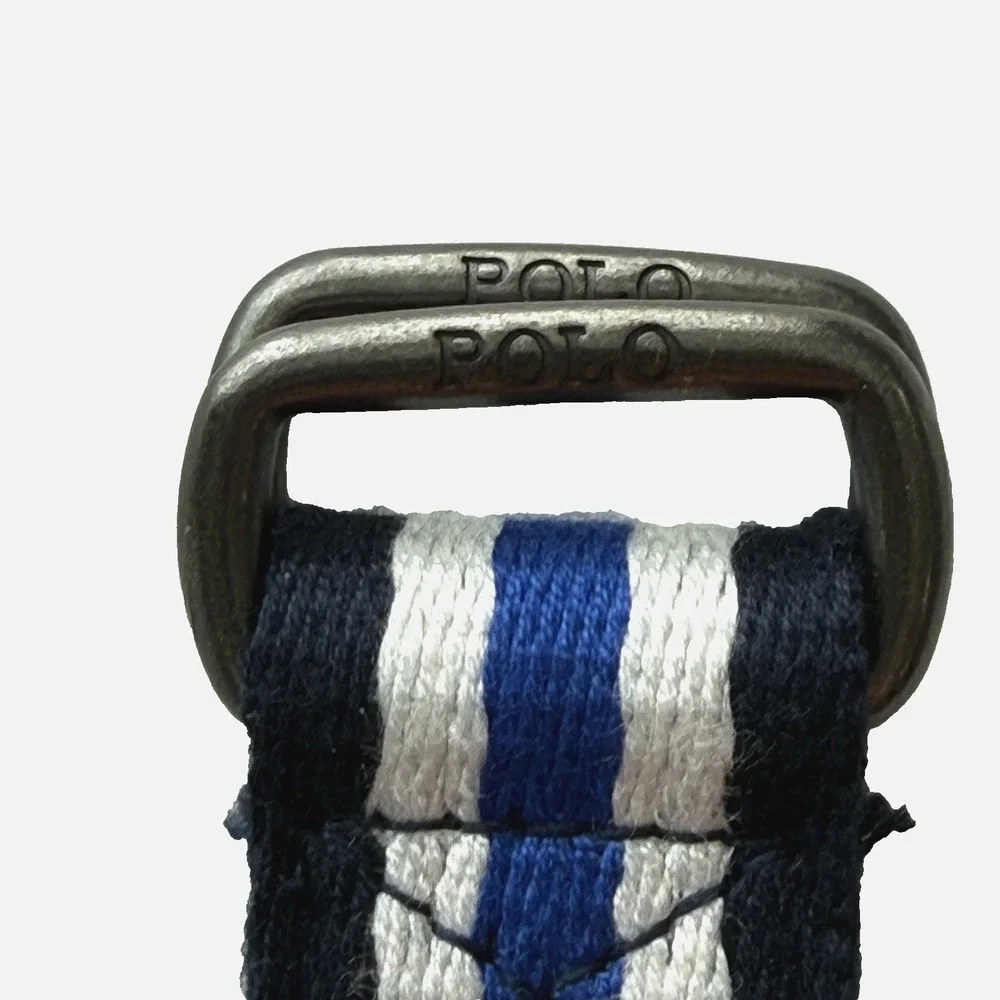 POLO Ralph Lauren Woven Canvas Belt Boy 7 Blue White Easter Preppy Stripe Dressy